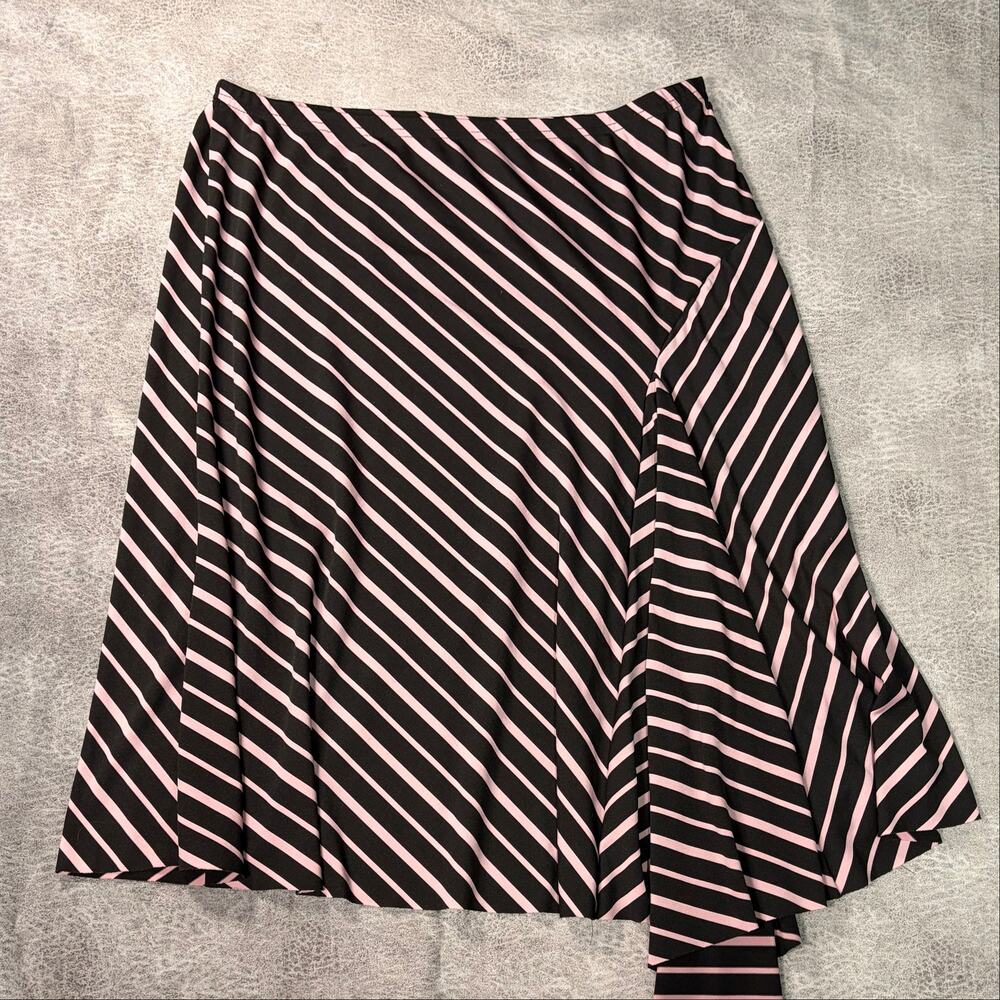 Y2k Black Striped Asymmetrical Hem Skirt